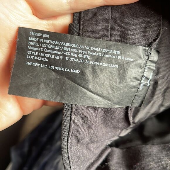 Theory Testra 2B Sevona Stretch Wool Classic Crop Pants Black 10 - Picture 8 of 8